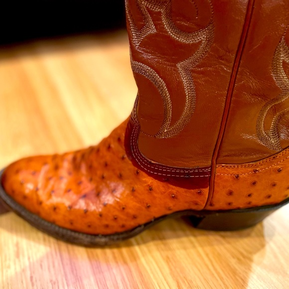 Nocona Genuine Exotic Full Quill Ostrich and Leather Men’s Cowboy Boots. - Picture 12 of 15